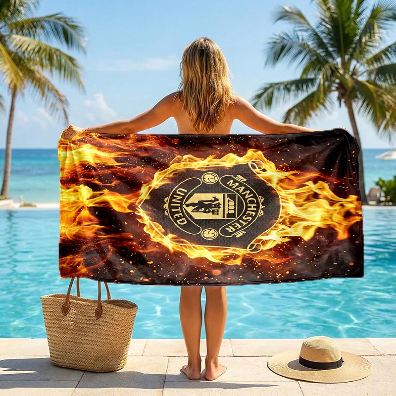 Telo da Spiaggia Asciugatura Rapida Manchester United FC Stampa Microfibra Assorbente Portatile da Viaggio per Nuoto