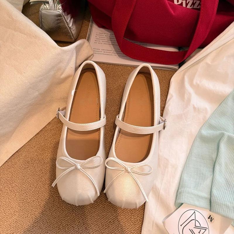 French Ballet Bow Single Shoes Women's Skirt 2025 Summer New Fairy Style Soft Flat Mary Jane Shoes