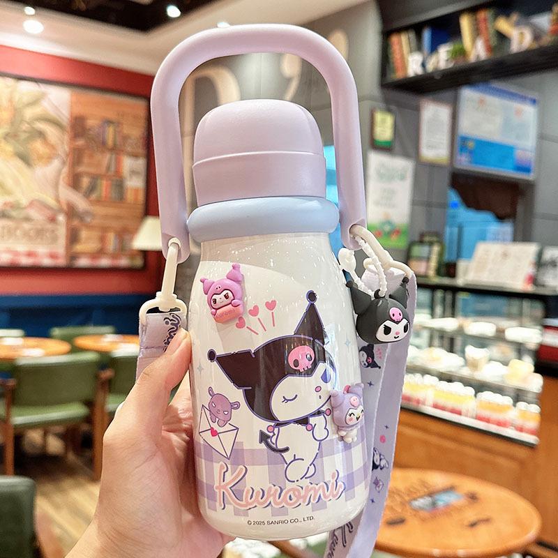 Sanrio Double-Insulated Cute Straw Cup for Kids - Perfect for School and Portable.