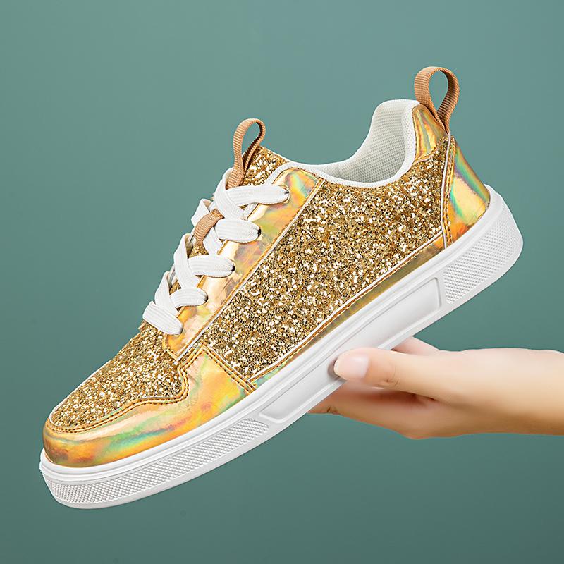 

Модные золотые кроссовки женские повседневные вулканизированные туфли дышащие дизайнерские роскошные кроссовки женские трендовые Zapatillas 36 золотой