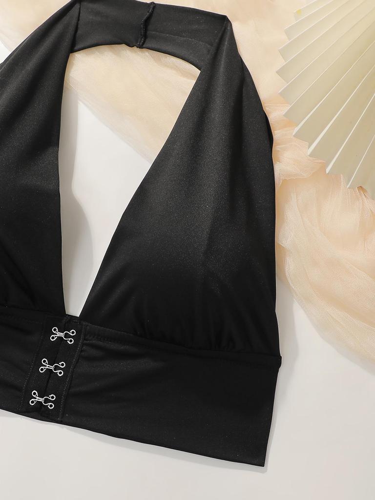 Plus Size European/American Halter Neck Backless Bra with Front Buckle