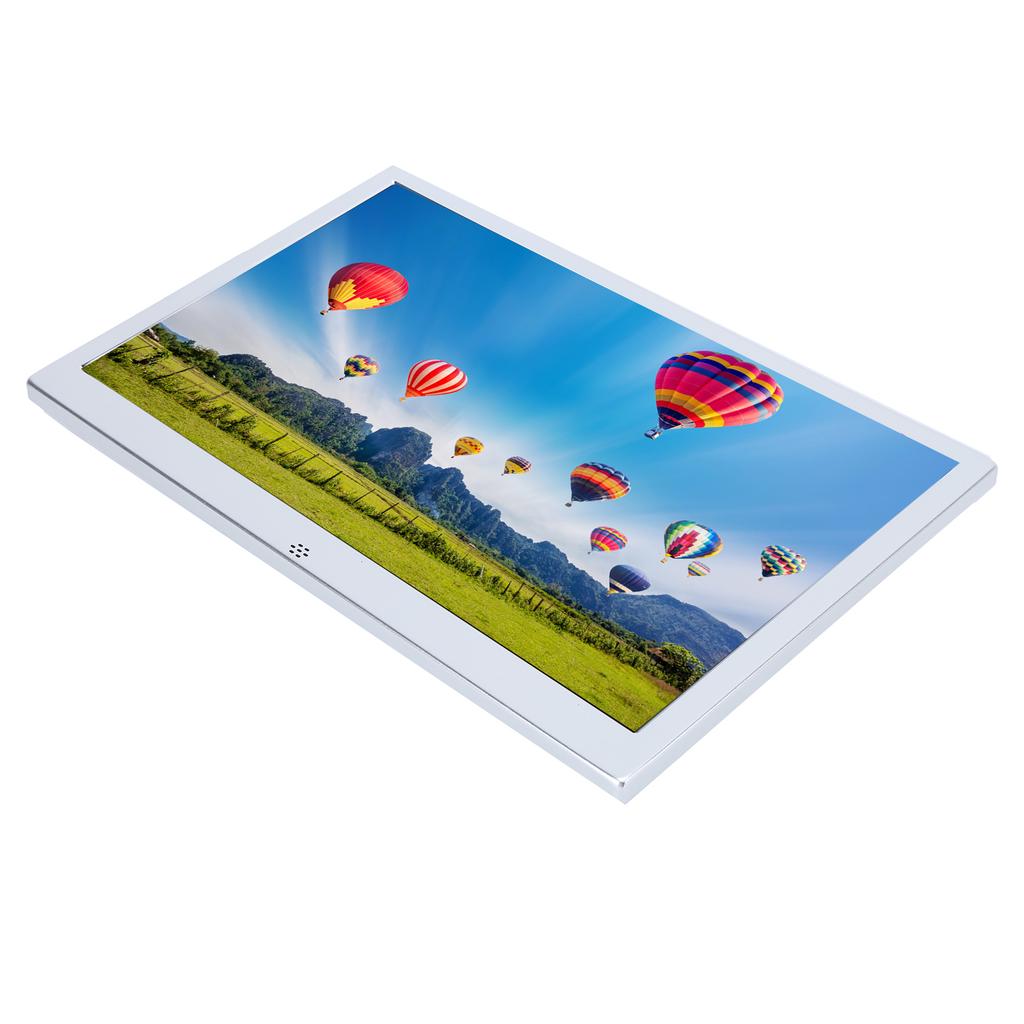 12 Inch Metal Digital Photo Frame HD 1280x800 Electronic Album MP3 MPEG4 Picture 100‑240VSilver US