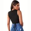 Summer Sleeveless Pure Black Bandage Bare Midriff Top Women Vest