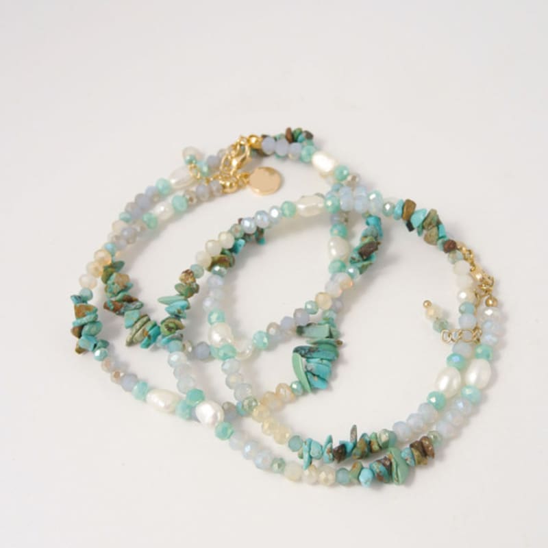 objet213 Zigzag Turquoise Natural Stone Necklace