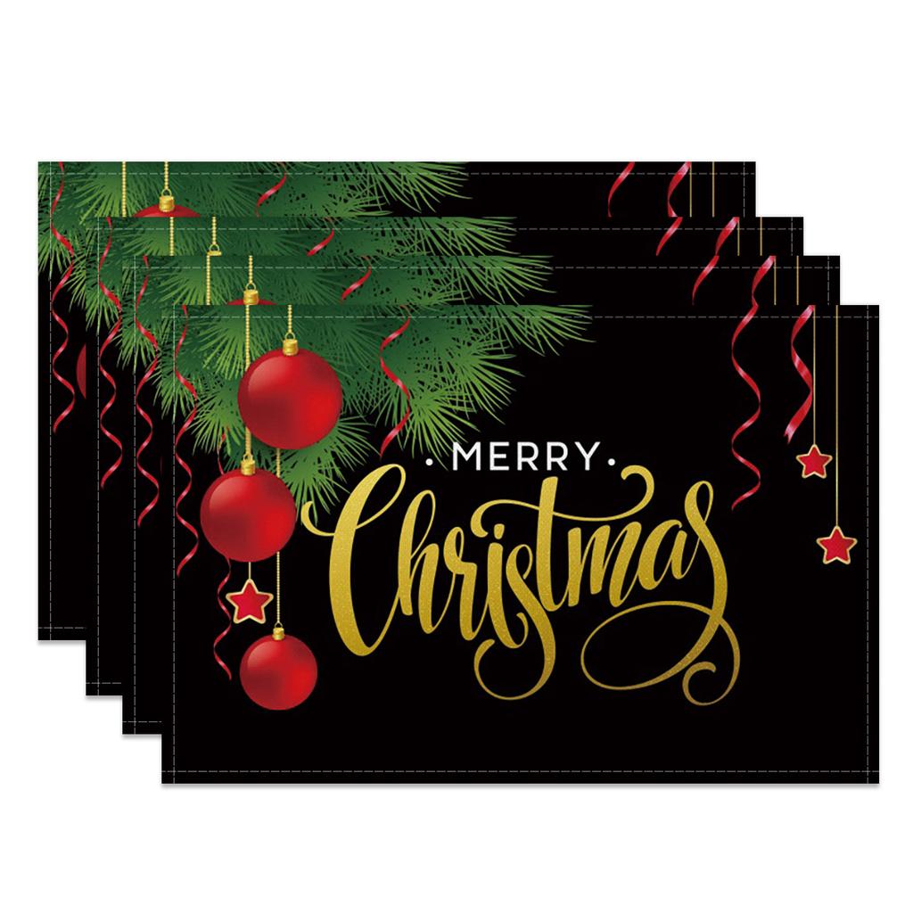 Christmas Table mat dining table Xmas Tree Snowman Santa Gingerbread House Linen Fabric Merry Christmas Holiday Table Decoration