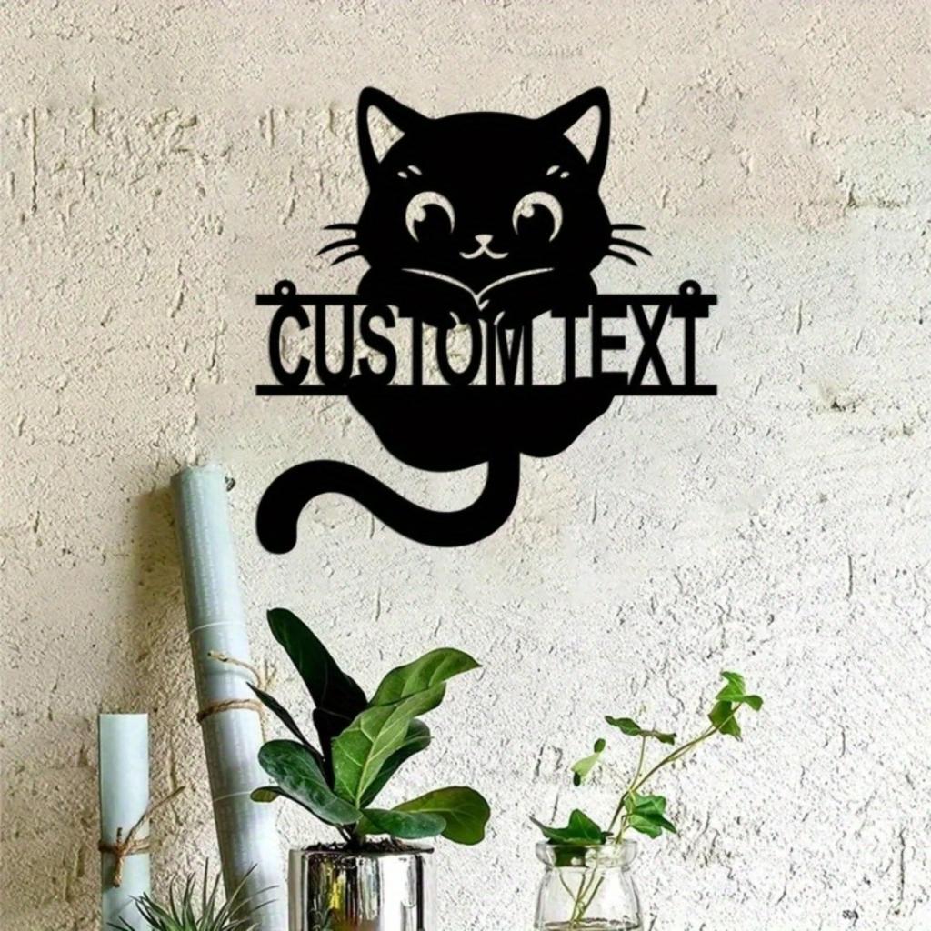 Customized Cat Metal Wall Sign, Personalized Art for Cat Lovers, Charming Hanging Decor
