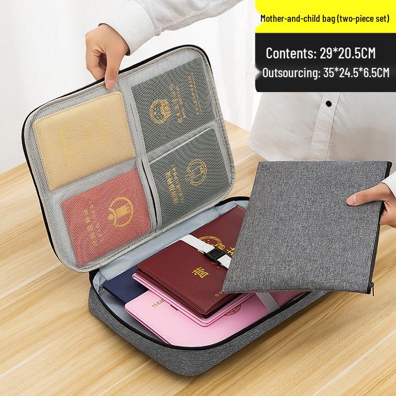 Large Capacity Multi-Layer Organizer Bag for ID Cards & Passports