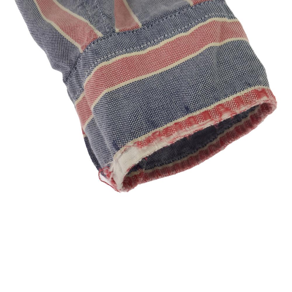 Polo by Ralph Lauren 80s Vintage Boys' Green Tag Shirt, Made In USA Stripe Logo Embroidery Long Sleeve Button Down Shirt Men's Used