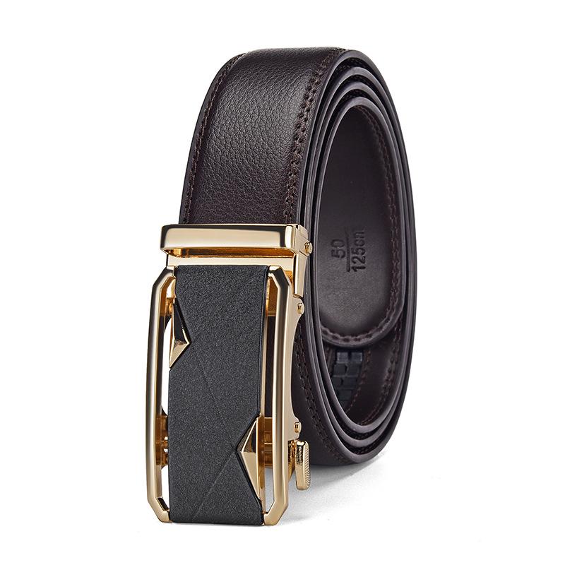 Men's High-End Genuine Leather Automatic Buckle Belt for Casual Trousers