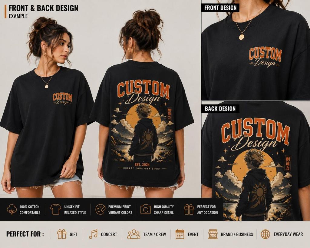 Custom Design Front and BackUnisex T-Shirt: Personalized Softstyle Tee ID