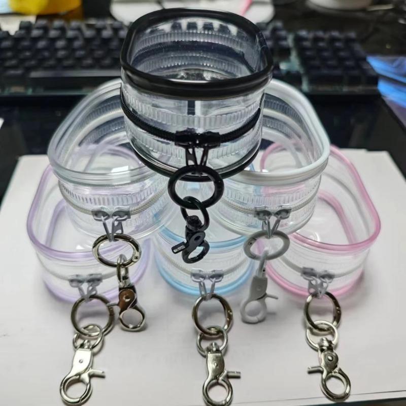 1pcs Colorful Thicken Transparent PVC Mystery Box Keychain Jewelry Organizer Storage Cute Doll Bag Organization Dustproof Case