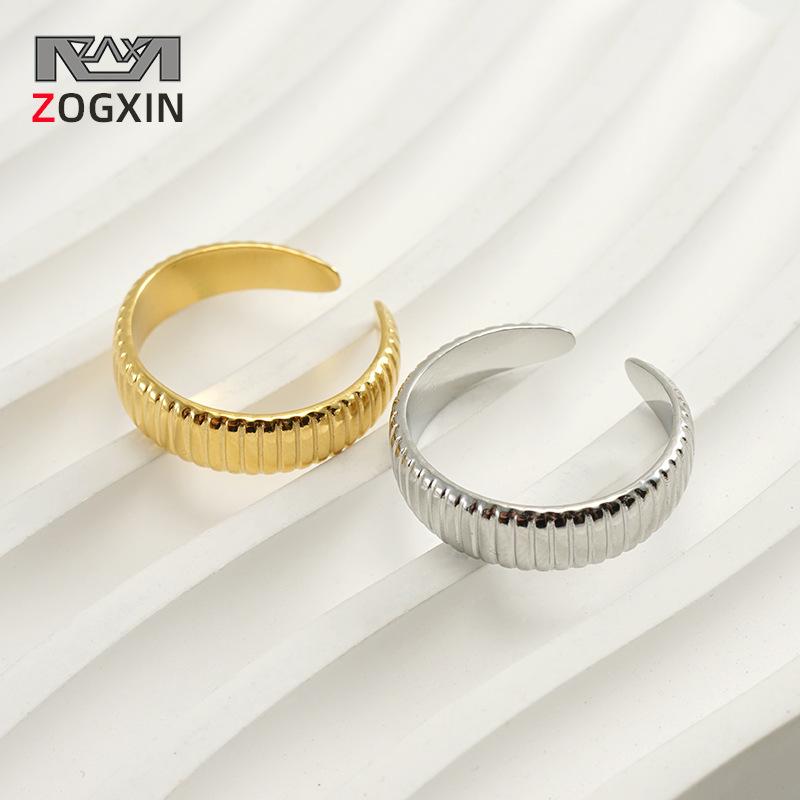 Adjustable Stainless Steel Minimalist Ring, Titanium Steel with 18k Gold and Steel Color, European-American Fashion Style