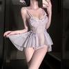 Erotic underwear French mesh sexy suspender nightdress hollow embroidery pure lace perspective girl