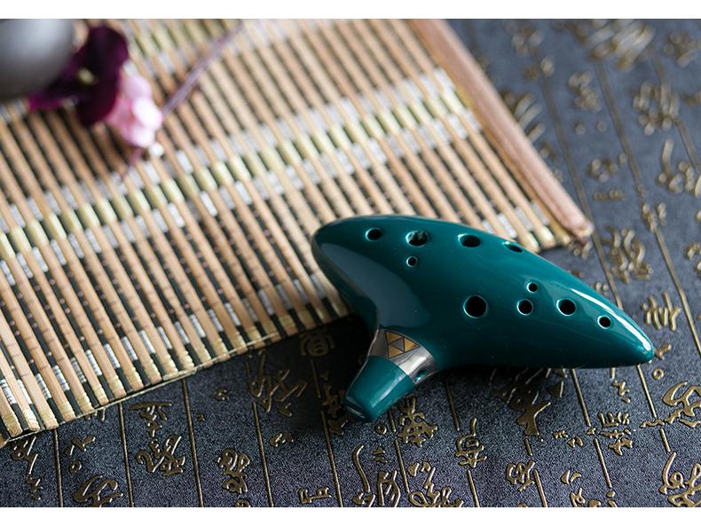 Dark Green 12-Hole Alto C Key Zelda Ocarina with Excellent Intonation and Tone