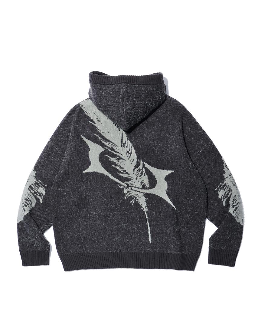 CRITIC Feather Wormhole Hoodie Knit Charcoal