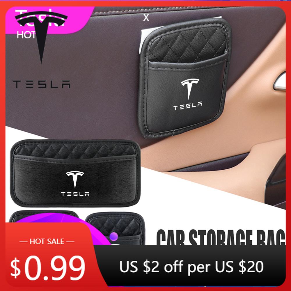 Car Sticker 2025 New Tesla Car Storage Bag Auto Seat Back Organization Pockets Tools Accessories For Tesla Model 3 Model S Model