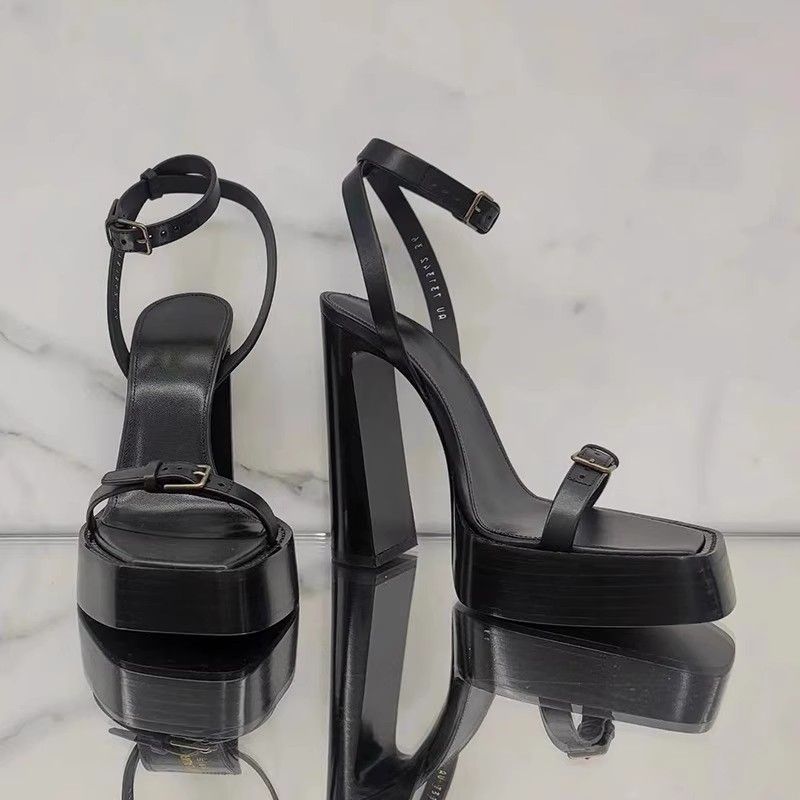 

2025 spring Pu Caiying rose with the same thick-soled waterproof table high heels for women with thick-heeled rhinestone high-heeled sandals 39