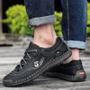 Plus Size Men's Trendy Soft Bottom Wild Breathable Hollowed-out Casual Leather Shoes Driving Shoes Summer