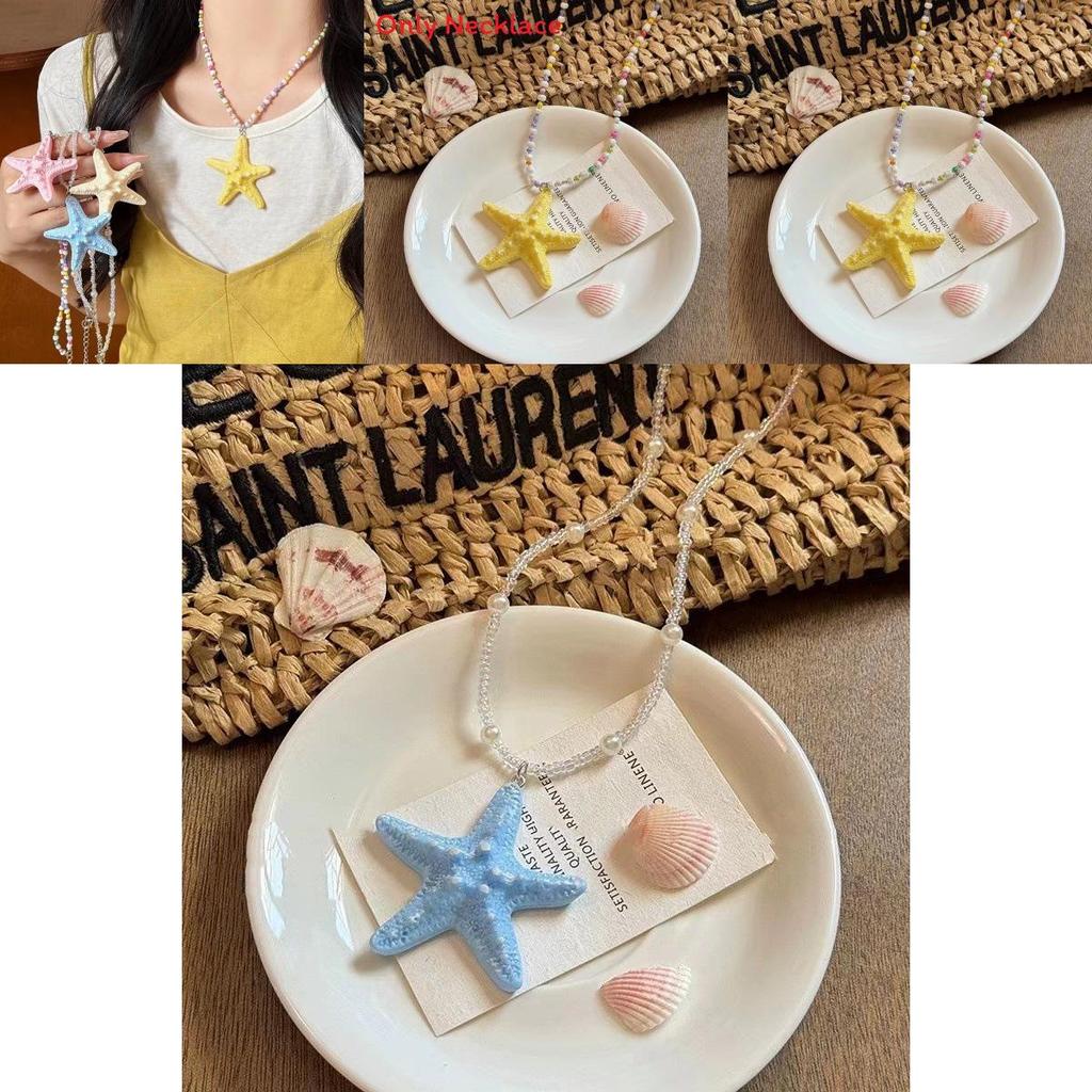 Dolphin Resin Starfish Necklace For Women Summer Beach Vacation Jewelry Accessory