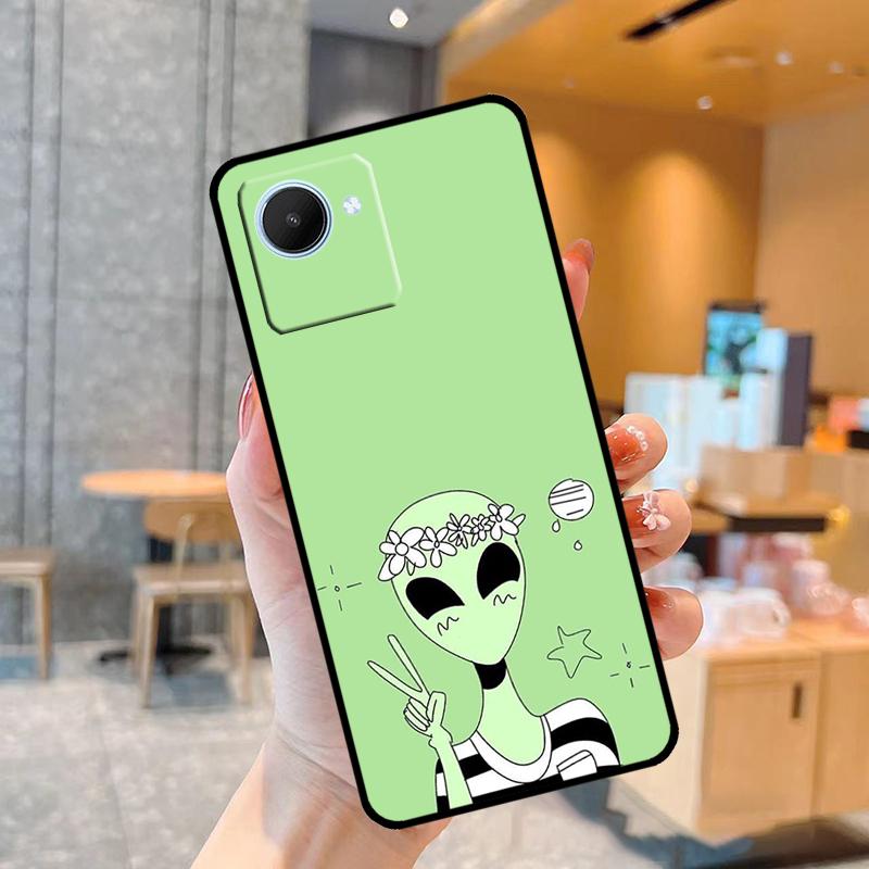 Aesthetics Cute Cartoon Alien Case For Realme C55 C33 C31 C35 C30 C11 C15 C25s C21Y GT Neo 5 3T 2T 8 9 10 11 Pro Plus