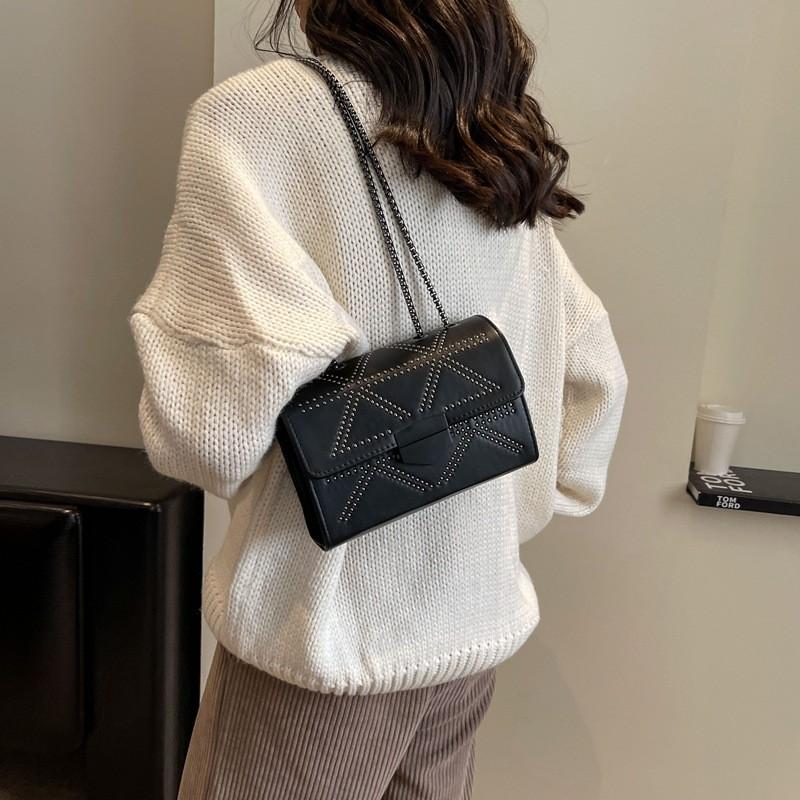 Elegant Fashionable Small Square Crossbody Bag For Women In Black And White With Trendy Street Style