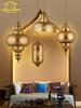 Saudi Arabia Design Luxury Gold Lustre Pendant Lights LED E27 Hollow Carving Southeast Asia Hanging Lamp Restaurant Store Cafe