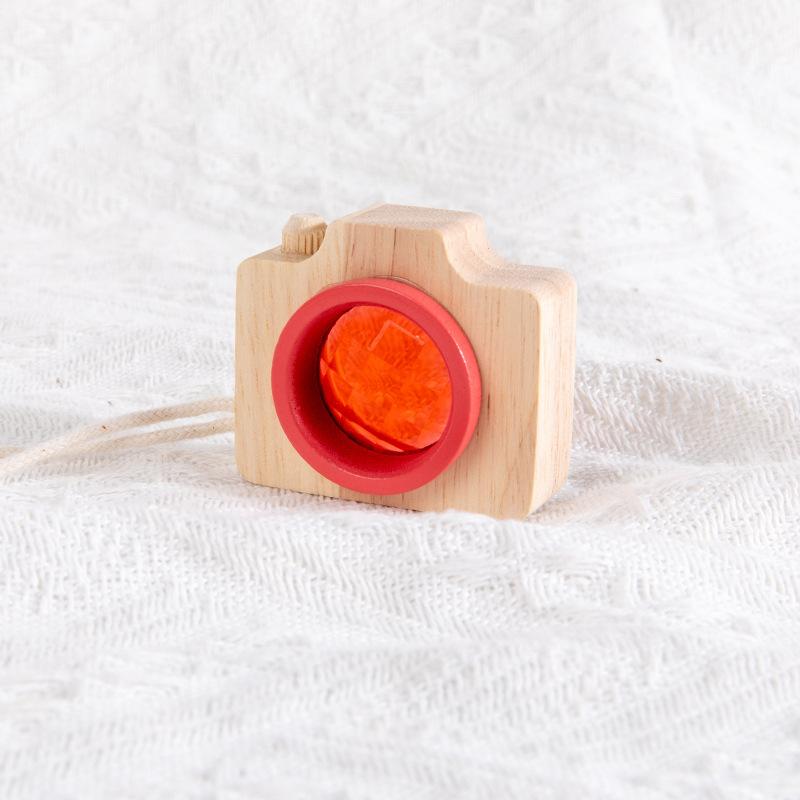 

Interesting Wooden Prism Lens Toy Colorful Mini Camera Rainbow Wooden Toy Bee Eye Effect Montessori Toy Children Play красный