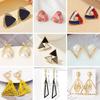 New Chic Triangle Dangle Earrings for Women Hollow Geometric Statement Wraped Twisted Hanging Earrings Party Ear Decoration