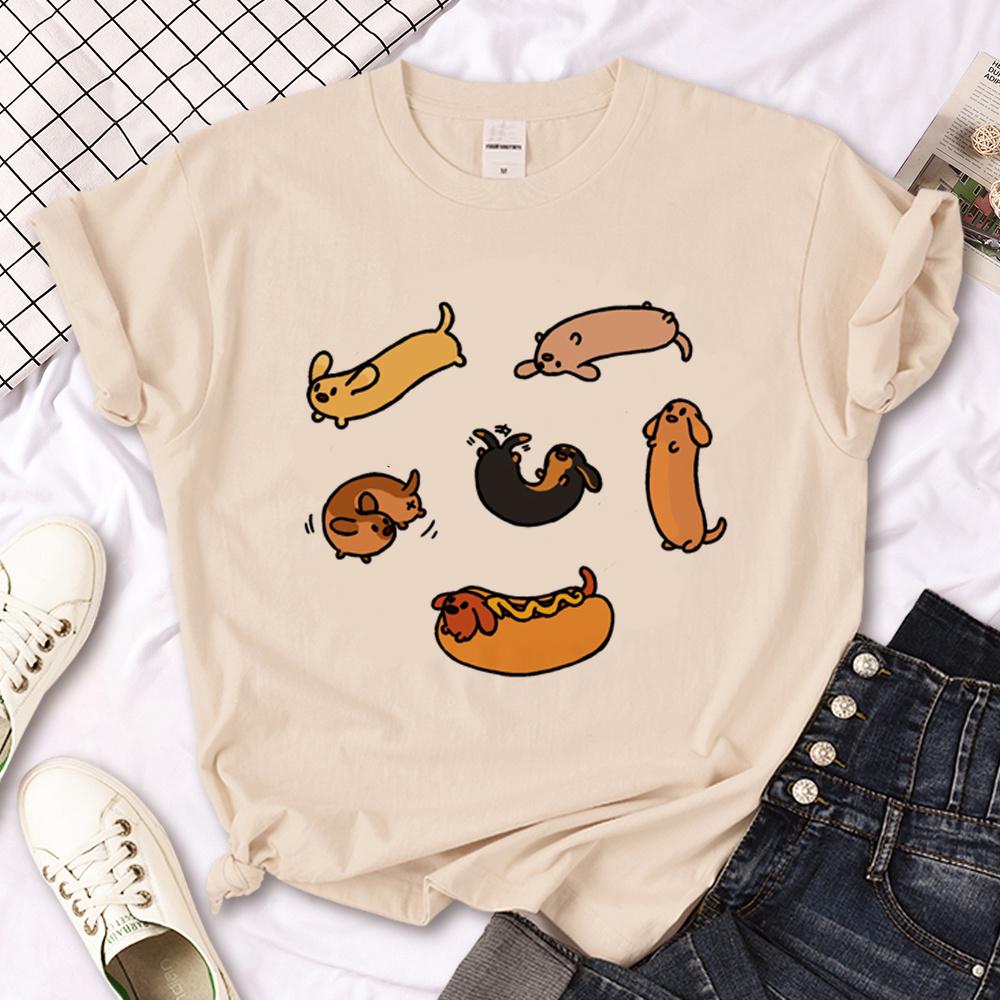 Dachshund Top Women Streetwear Summer Funny Tshirt Girl Graphic Clothes