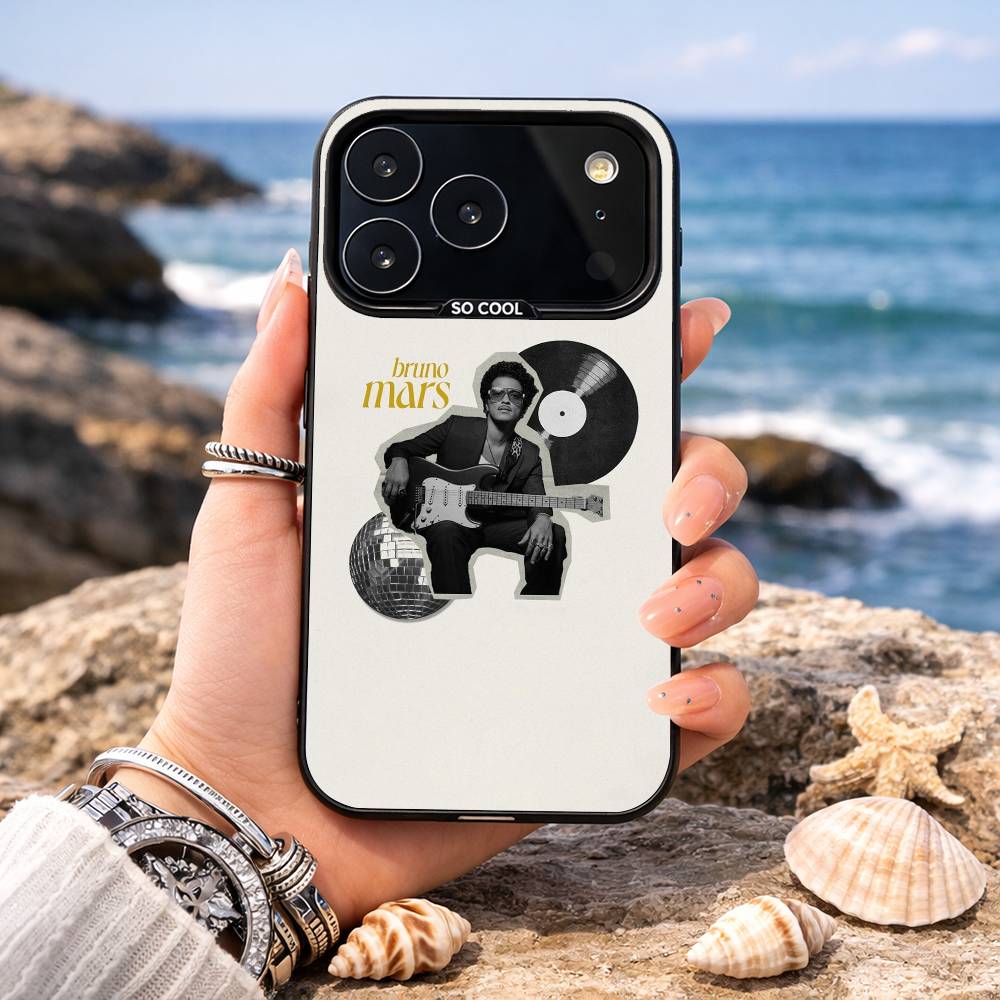 Чехол для телефона Singer B-Bruno M-Mars для iPhone17,16,15,14,13,12,11,Pro,MAX Белый Матовый Ударопрочный Чехол iPhone13