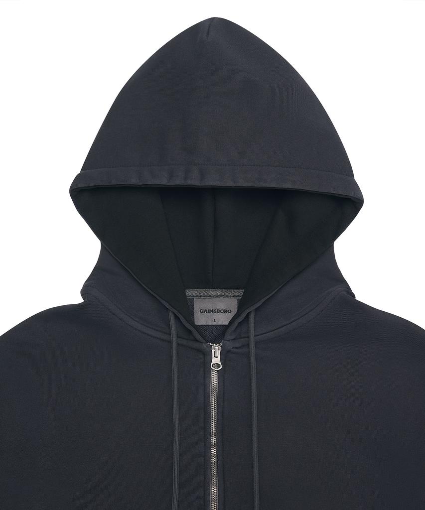 Gainsboro Pigment 2Way Signature 1 Zip-Up Hoodie_Midnight Blue