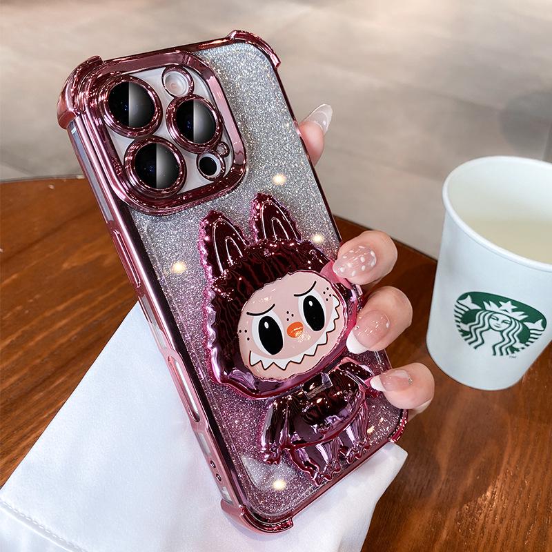 Suport tip oglindă pentru husă iPhone 17, Folie pentru lentilă iPhone 15 Pro Max, Rezistent la cădere iPhone 14, Desen animat iPhone 13, Design pentru femei iPhone 12