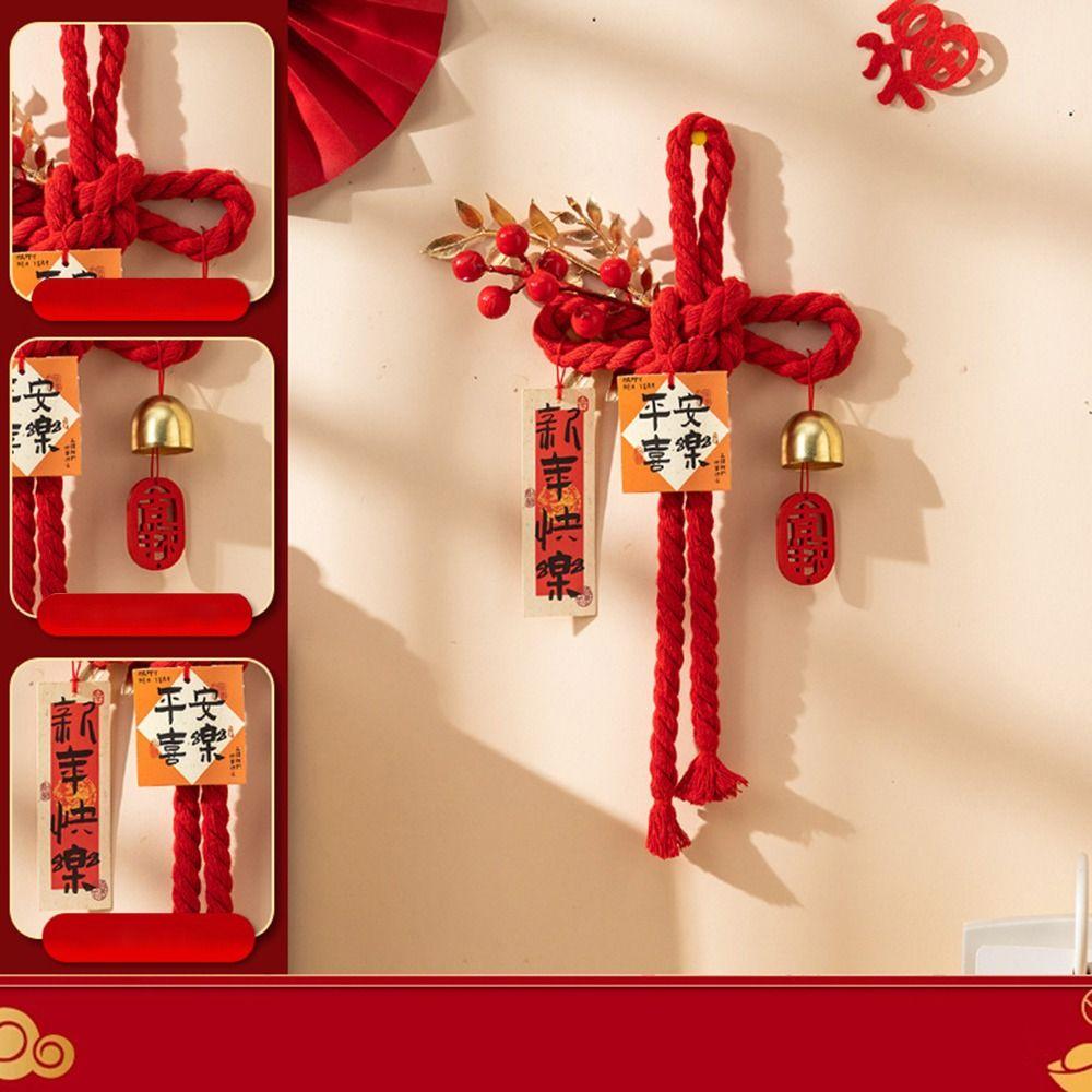 New 2026 New Year Pendant Red Lucky Flower Pendant Year of the Horse Entrance Door Decor for Living Room