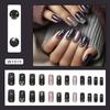 Medium Length Blue Square Press On Nail Set 24Pcs Gradient Starlit Designs Full Cover False Nail Manicure for Women