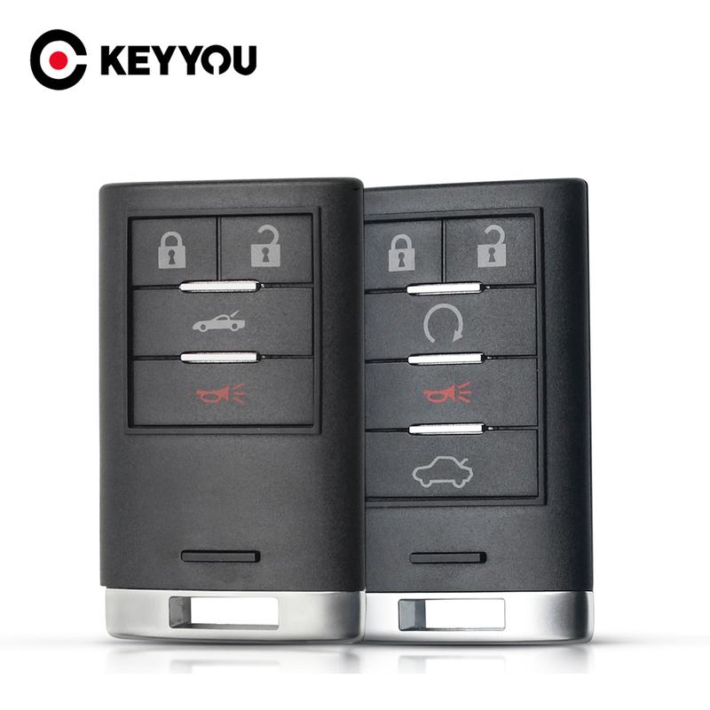 KEEYOU 1 STuks Voor Cadillac STS CTS SRX XTS ATS 2010 2011 2012 2015 4/5 Knoppen Sleutelkaart Slimme Afstandsbediening Sleutelbehuizing Ongezaagd Mes