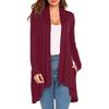 European and American Women's Knit Long Sleeve Solid Cardigan with Pockets - In Stock