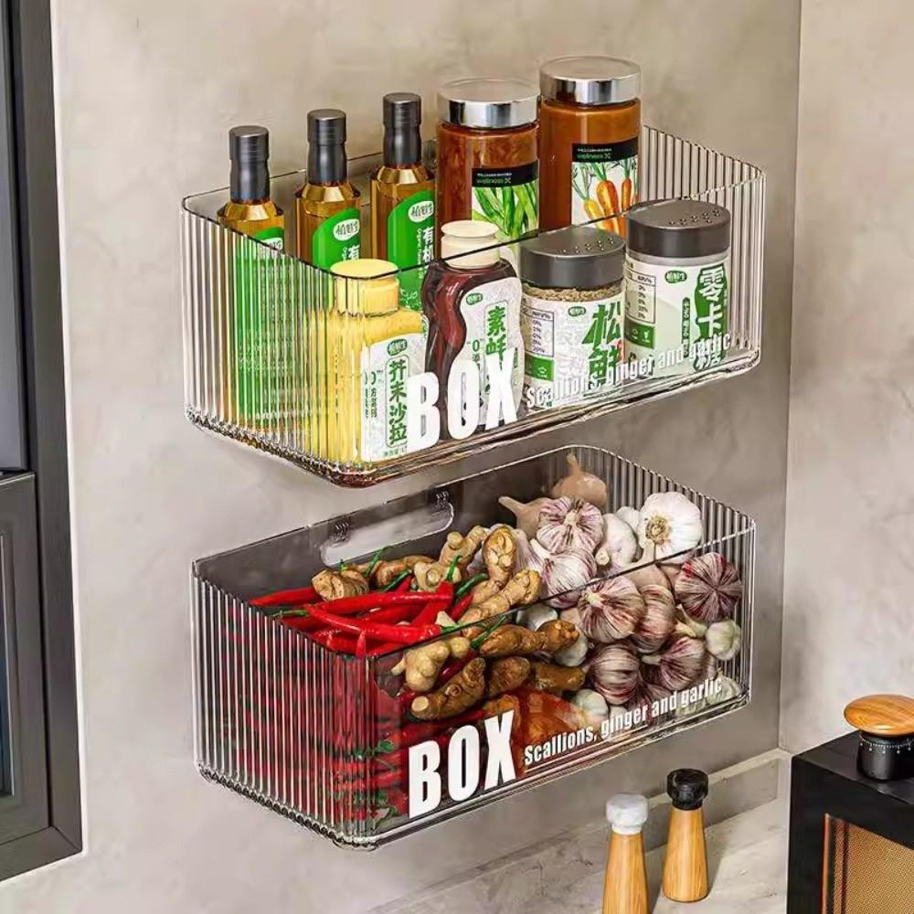 Clear Cabinet Door Organizer Large Capacity Spice Bottle Storage Box  Kitchen Use