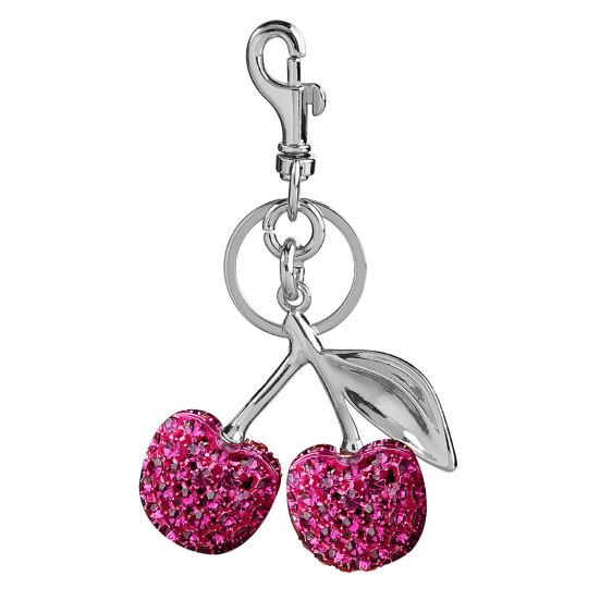 Sleutelhanger Hanger Strass Ingelegd Kersenvorm Sleutelhanger met Legering Kreeftsluiting Tas Hanger Lichtgewicht Rugzak Accessoire