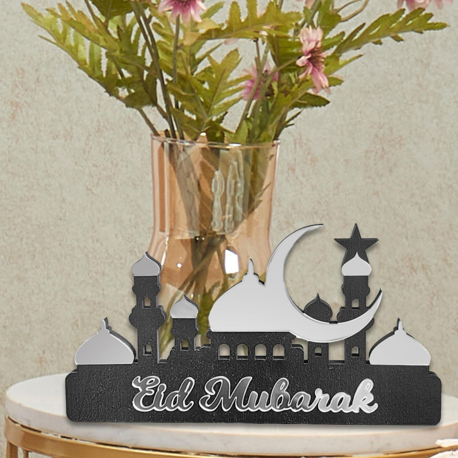 

Календарь празднования Ид для рабочего стола с дизайном мечети и луны из дерева и акрила Silver Small