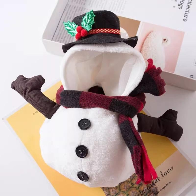 Festives Dog Snowmen Suit Fleece Lined Winter Clothing With Hat Scarf For 5 15kg Pet Holiday Celebration