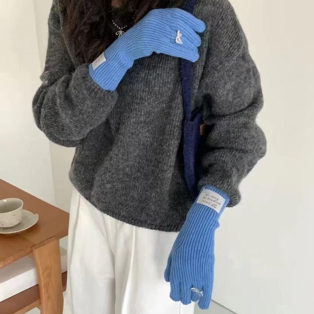 

Harajuku Knitted Bow Gloves Y2k Warm Riding Gloves Long Mittens Women Winter Gloves Riding style 9