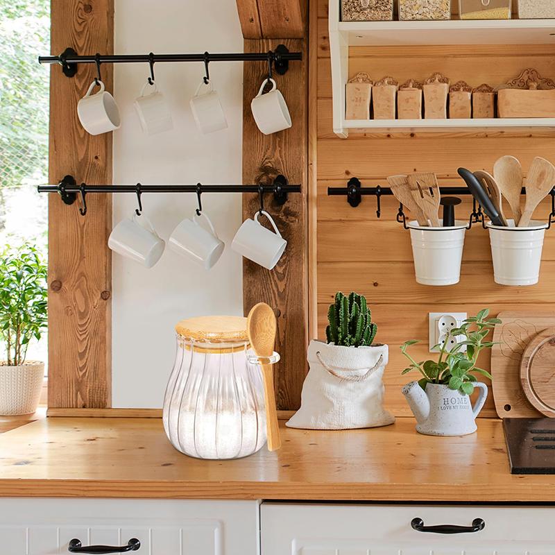 1 Pcs Glass Jars With Lids And Spoons Spice Beans Tea Glass Canisters Sealed Container For Yogurt Oatmeal Kitchen Accessories