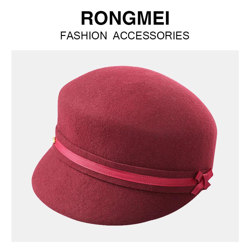 Rongmei spot European and American, autumn and winter Bere top hat, equestrian hat, woolen hat, peaked cap