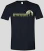 Pine Forest And Moon Black T Shirt