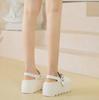 Hot Quality 8cm Genuine Leather Glitter Platform Slippers Women Summer Shoes Wedge Sandals Slides Shoes Sneakers Slip On Slipper