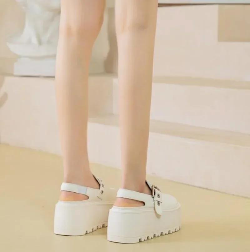 Hot Quality 8cm Genuine Leather Glitter Platform Slippers Women Summer Shoes Wedge Sandals Slides Shoes Sneakers Slip On Slipper