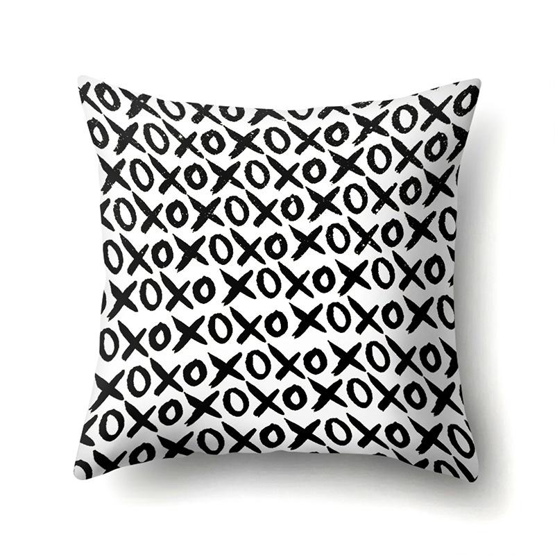Polyester Pillowcase Black and White Printed Pillowcase Waist Cushion Cover Geometric Cushion Head Cushion Cover