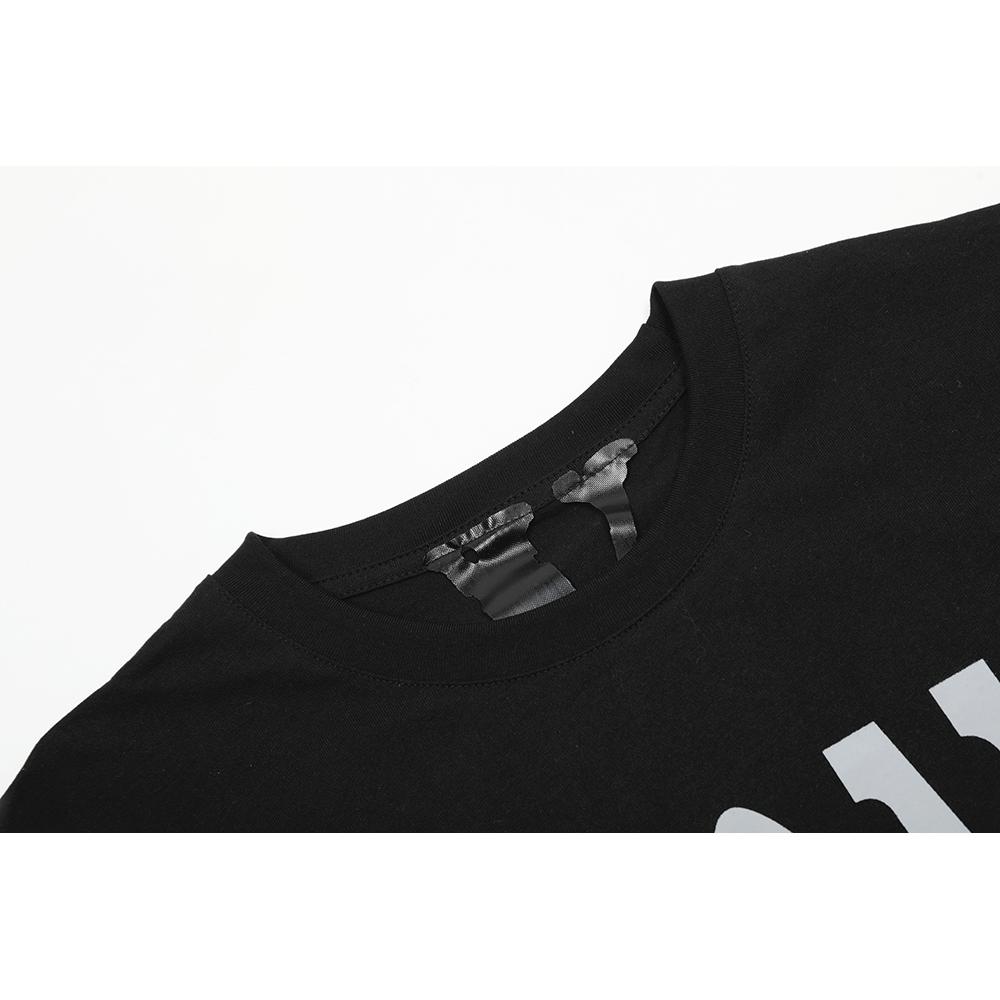 Vlone City Fire V Print Oversized T-shirt, Men's and Women's Casual Hip Hop Streetwear Short Sleeve Tee