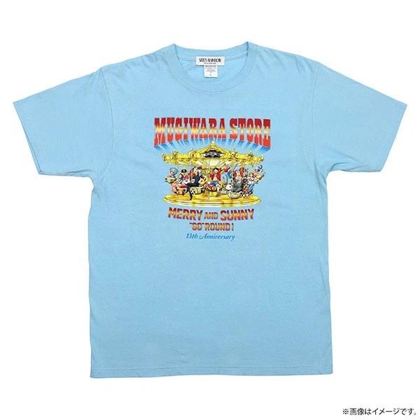 One Piece MerrySunny Go Round 13th Anniversary TShirt Light Blue Japan New