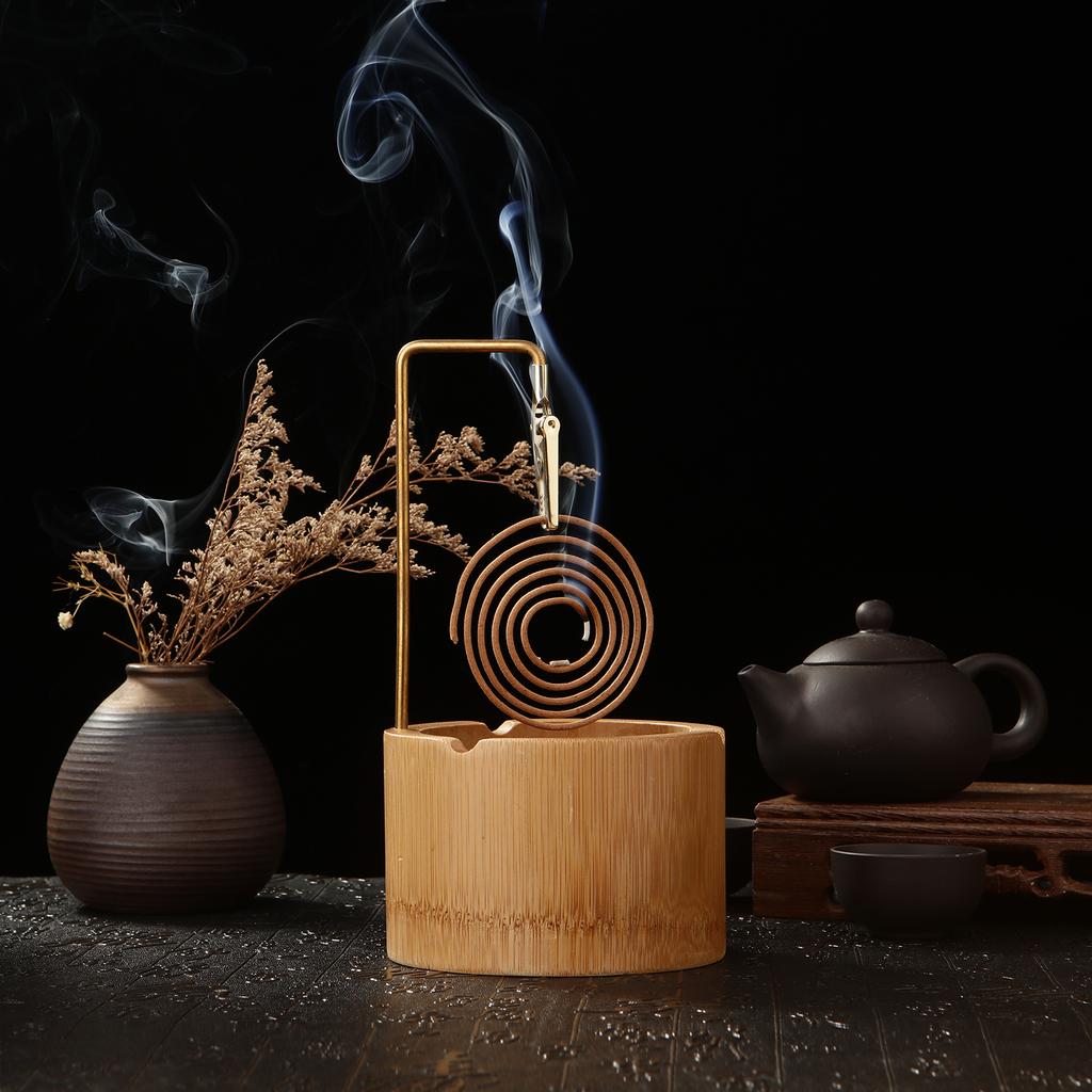 Natural Bamboo Incense Burner Upside Down Spring Clip Incense Holder Incense Plate Ash Catcher Home Decor